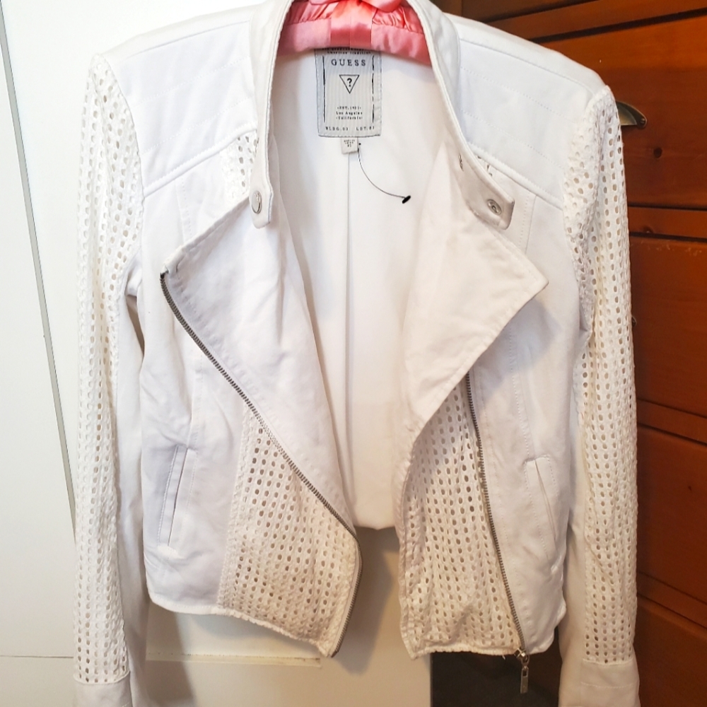 Guess White Moto Jacket Long Sleeve